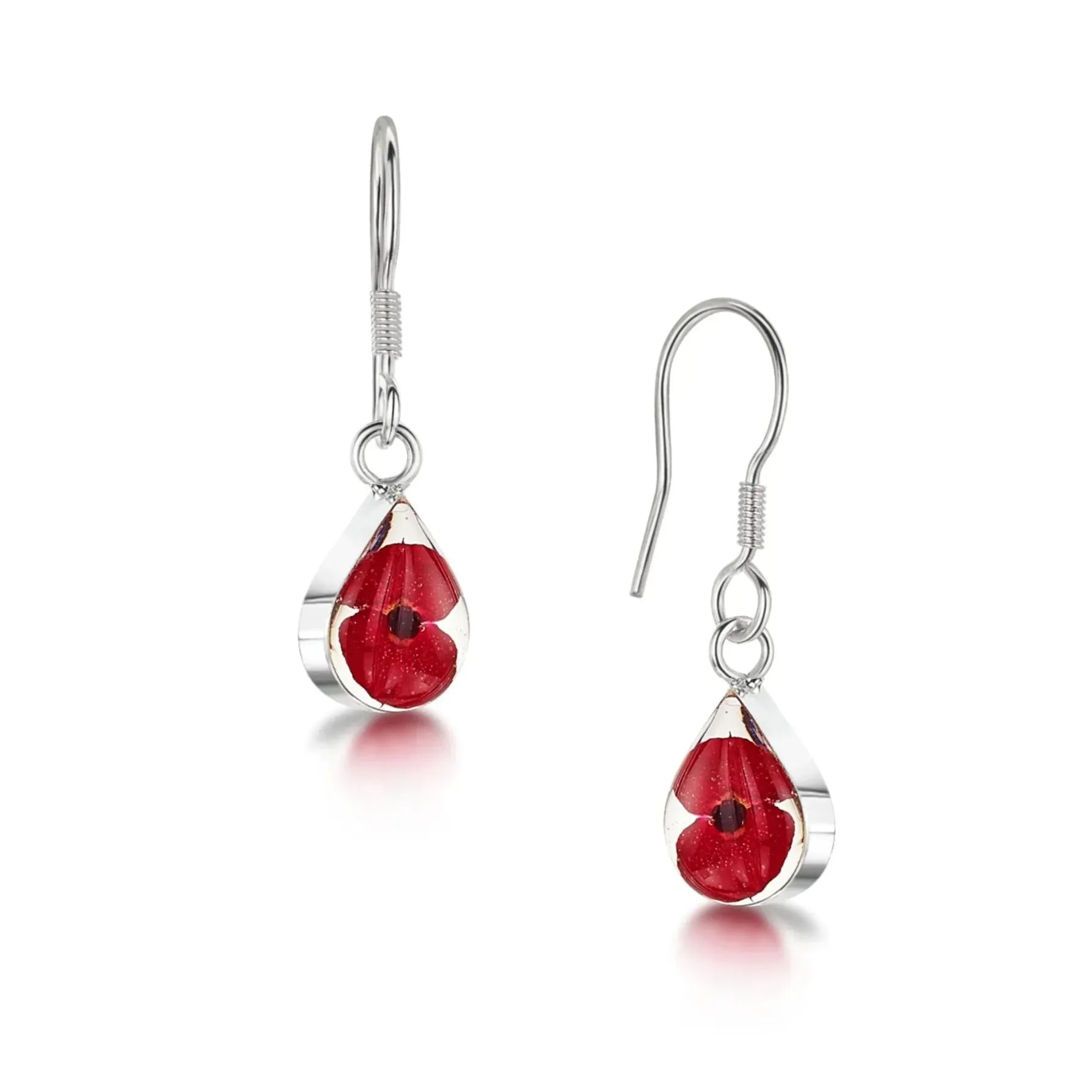 Boucles d'oreilles Poppy par Shrieking Violet® Boucles d'oreilles pendantes en argent sterling en forme de goutte avec de petites fleurs