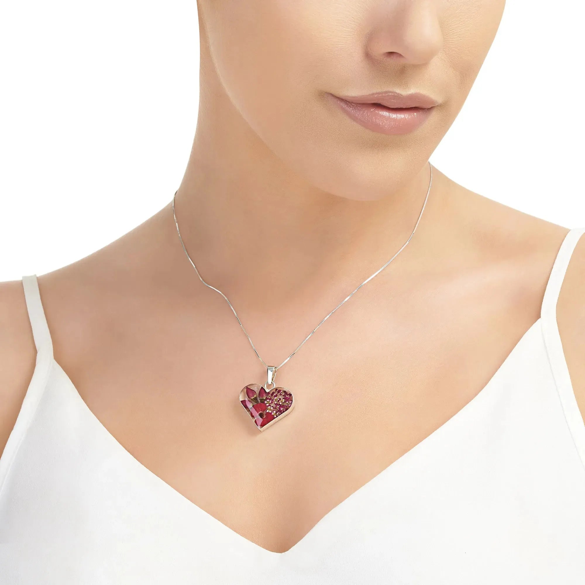 Collana con ciondolo a cuore di papavero rosa Shrieking Violet® in argento sterling