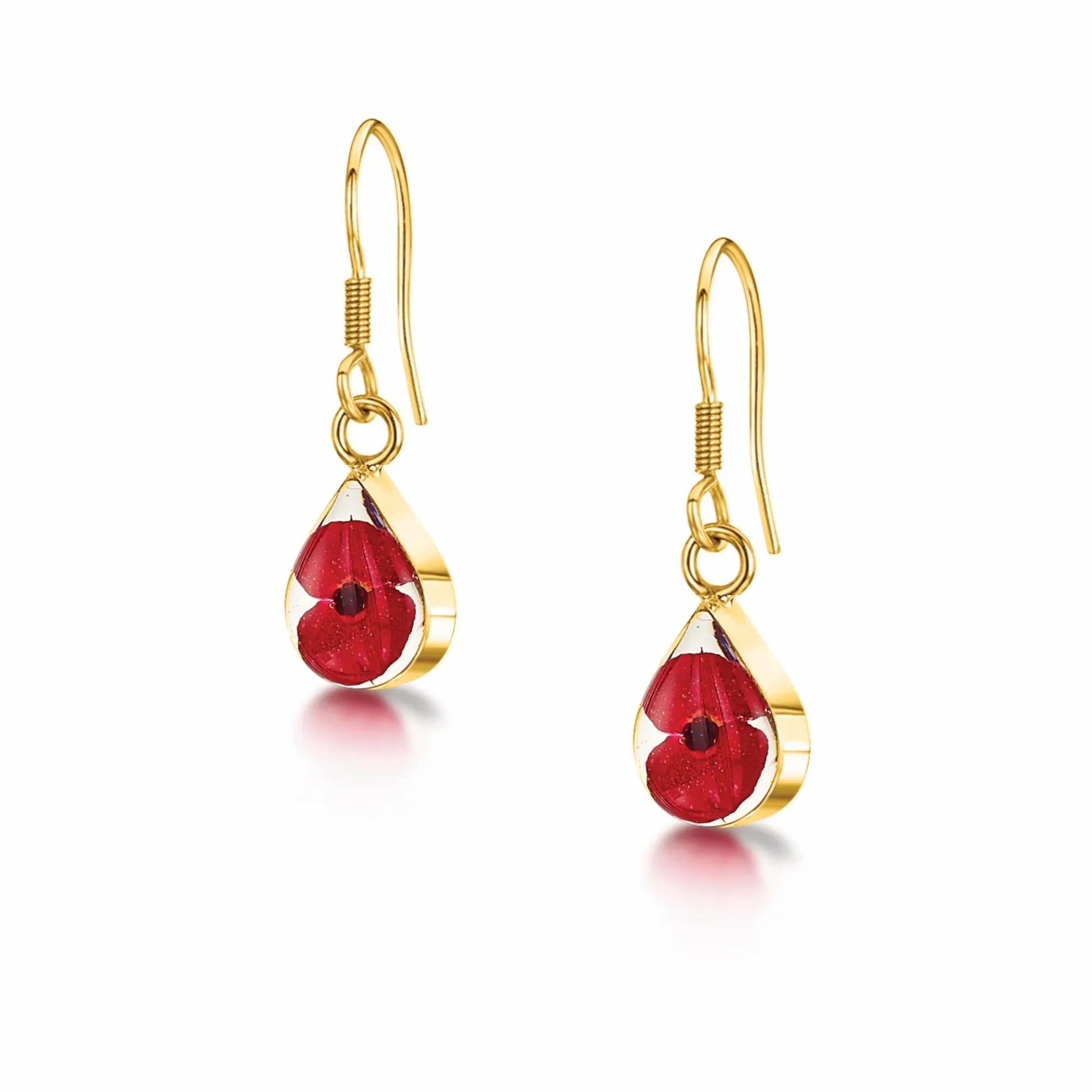 Boucles d'oreilles Poppy par Shrieking Violet® Boucles d'oreilles pendantes en argent sterling en forme de goutte avec de petites fleurs