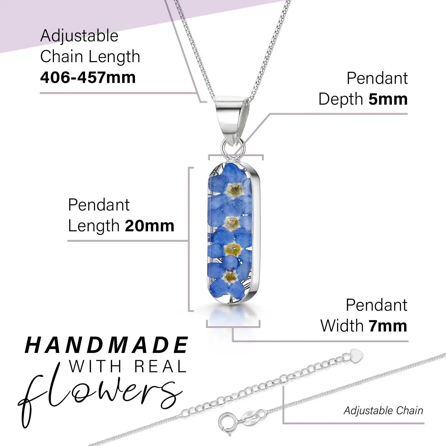 Forget me not necklace 'Leela' vertical bar pendant