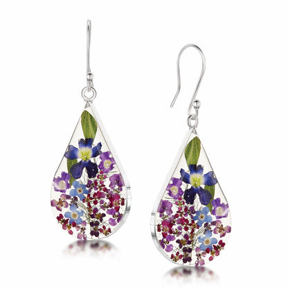 Teardrop Real Flower Earrings in Sterling Silver – Handmade by Shrieking Violet®