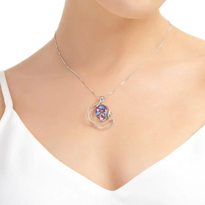 Sterling Silver Swirl Pendant Necklace with tiny Purple Flowers by Shrieking Violet®