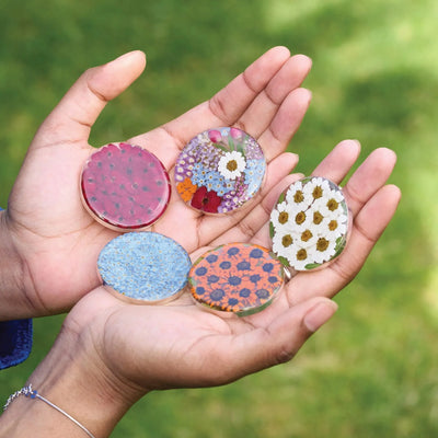 Silver Brooch - Mixed Flowers - Full Moon XL (nickel pin)