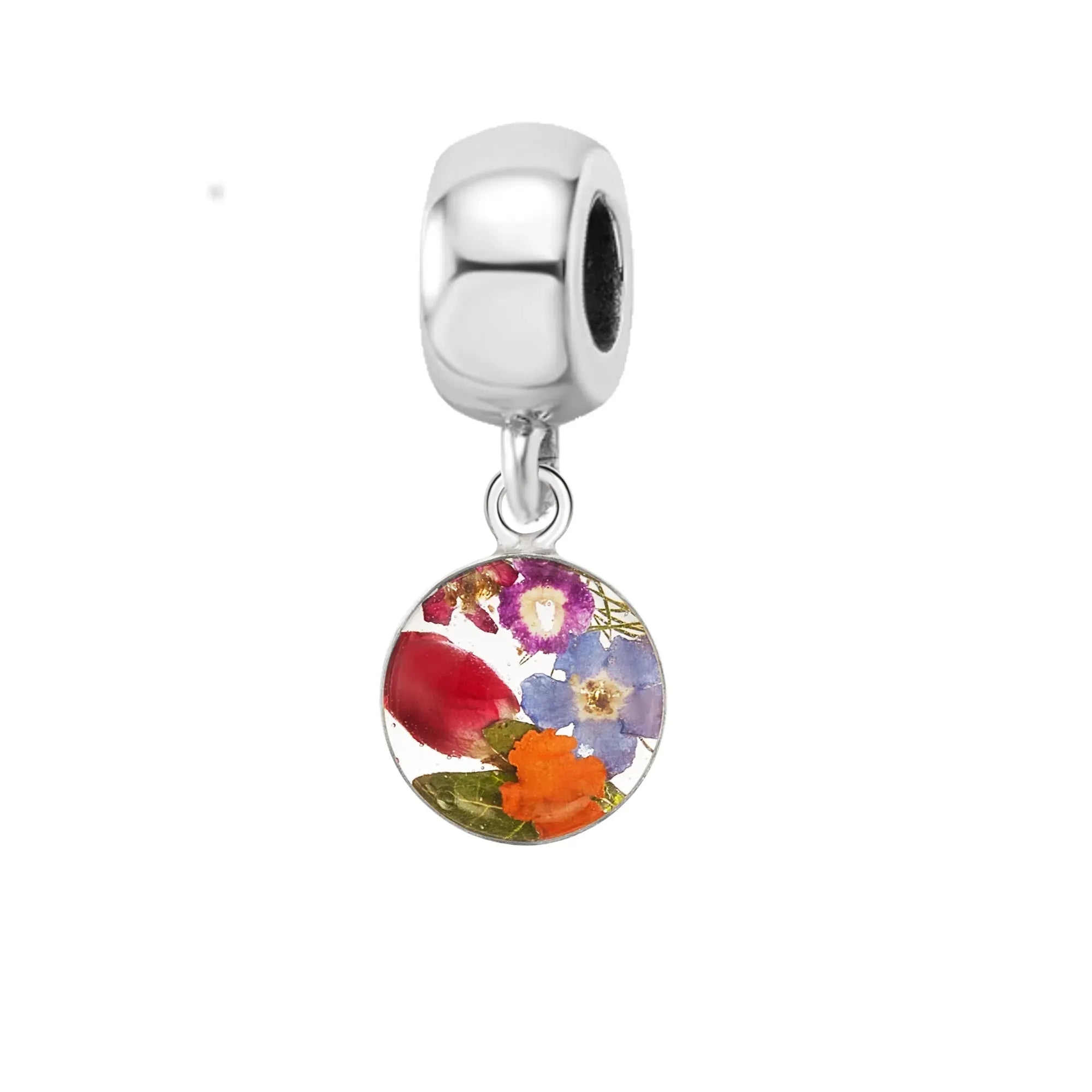 Shrieking Violet Bracciale Argento 925 Con Fiori Veri In Resina - Ciondolo Goccia, Regalo Per Mamma, Moglie O Fidanzata - Fatto A Mano
