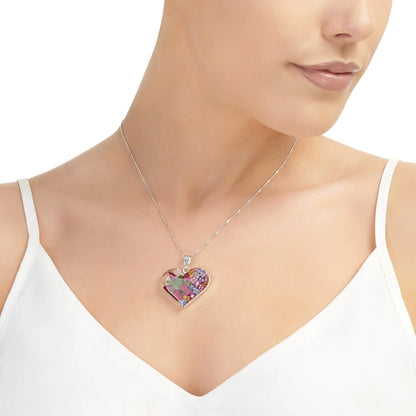 Echte bloemen hartketting van Shrieking Violet® Sterling zilveren hanger met de hand gemaakt met echte bloemen