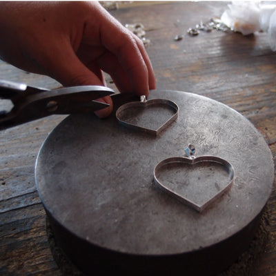 Mixed Flower Heart Drop Earrings in Sterling Silver – Handmade with Real Flowers