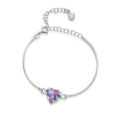Pulseras de plata de ley personalizadas con flores y piedras de nacimiento | Shrieking Violet®