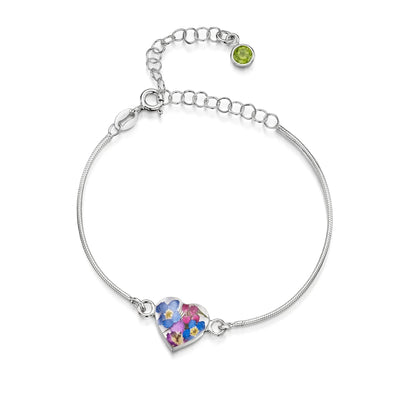 Pulseras de plata de ley personalizadas con flores y piedras de nacimiento | Shrieking Violet®