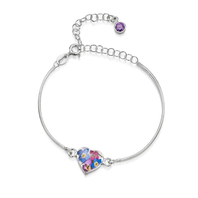 Pulseras de plata de ley personalizadas con flores y piedras de nacimiento | Shrieking Violet®