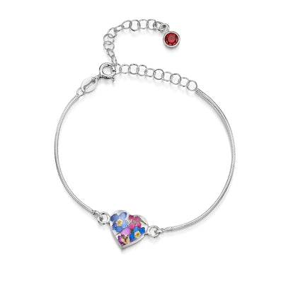 Pulseras de plata de ley personalizadas con flores y piedras de nacimiento | Shrieking Violet®