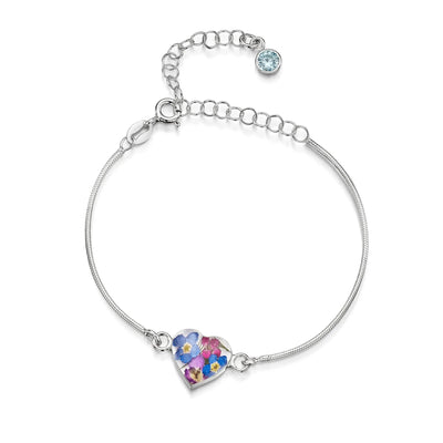 Pulseras de plata de ley personalizadas con flores y piedras de nacimiento | Shrieking Violet®