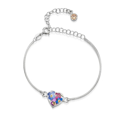 Pulseras de plata de ley personalizadas con flores y piedras de nacimiento | Shrieking Violet®