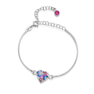 Pulseras de plata de ley personalizadas con flores y piedras de nacimiento | Shrieking Violet®