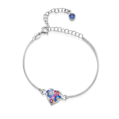 Pulseras de plata de ley personalizadas con flores y piedras de nacimiento | Shrieking Violet®