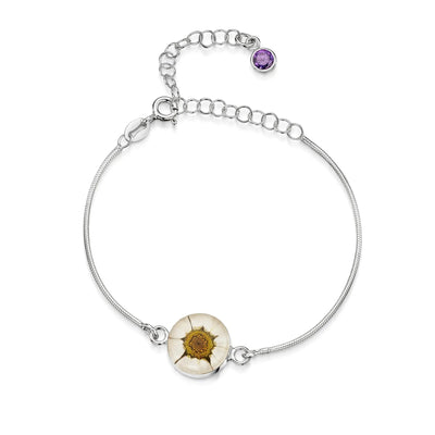 Pulseras de plata de ley personalizadas con flores y piedras de nacimiento | Shrieking Violet®