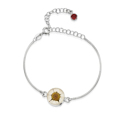 Pulseras de plata de ley personalizadas con flores y piedras de nacimiento | Shrieking Violet®