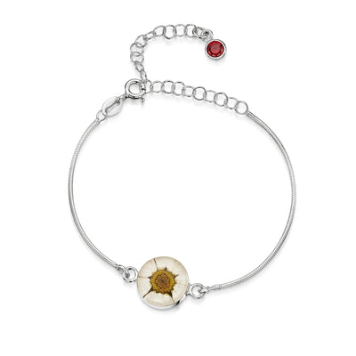 Pulseras de plata de ley personalizadas con flores y piedras de nacimiento | Shrieking Violet®