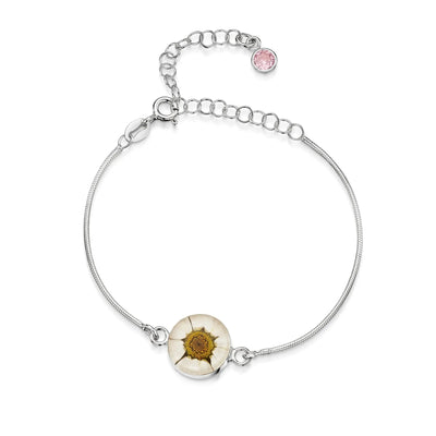 Pulseras de plata de ley personalizadas con flores y piedras de nacimiento | Shrieking Violet®