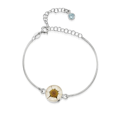 Pulseras de plata de ley personalizadas con flores y piedras de nacimiento | Shrieking Violet®