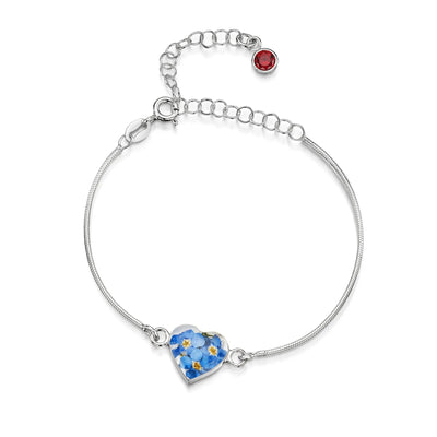 Pulseras de plata de ley personalizadas con flores y piedras de nacimiento | Shrieking Violet®