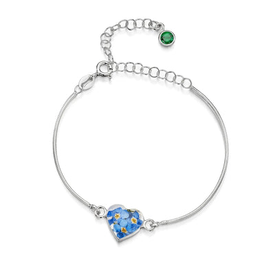 Pulseras de plata de ley personalizadas con flores y piedras de nacimiento | Shrieking Violet®
