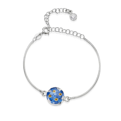 Pulseras de plata de ley personalizadas con flores y piedras de nacimiento | Shrieking Violet®