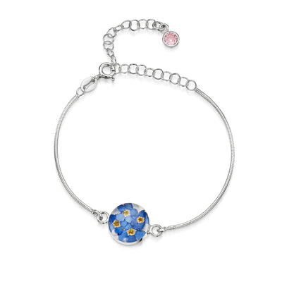 Pulseras de plata de ley personalizadas con flores y piedras de nacimiento | Shrieking Violet®