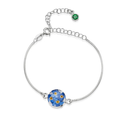 Pulseras de plata de ley personalizadas con flores y piedras de nacimiento | Shrieking Violet®
