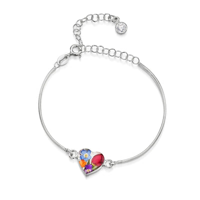 Pulseras de plata de ley personalizadas con flores y piedras de nacimiento | Shrieking Violet®