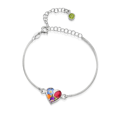 Pulseras de plata de ley personalizadas con flores y piedras de nacimiento | Shrieking Violet®