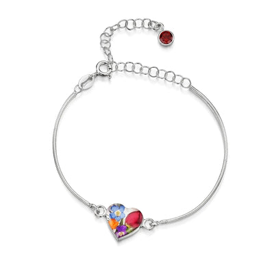 Pulseras de plata de ley personalizadas con flores y piedras de nacimiento | Shrieking Violet®