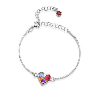 Pulseras de plata de ley personalizadas con flores y piedras de nacimiento | Shrieking Violet®