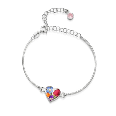 Pulseras de plata de ley personalizadas con flores y piedras de nacimiento | Shrieking Violet®
