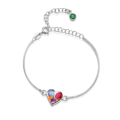 Pulseras de plata de ley personalizadas con flores y piedras de nacimiento | Shrieking Violet®