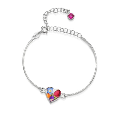 Pulseras de plata de ley personalizadas con flores y piedras de nacimiento | Shrieking Violet®
