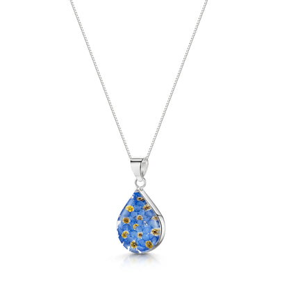 Collana con pendente d'argento - Non ti scordar di me - Goccia media