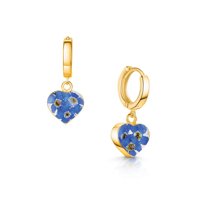Pendientes de aro Huggie con flores variadas