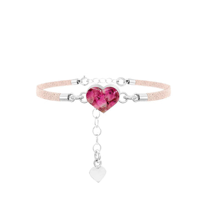 Vegan suede bracelet with real flowers set in Sterling Silver - Perfect gift for teacher