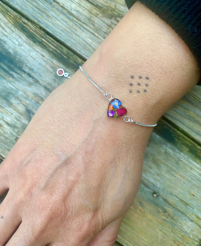 Pulseras de plata de ley personalizadas con flores y piedras de nacimiento | Shrieking Violet®