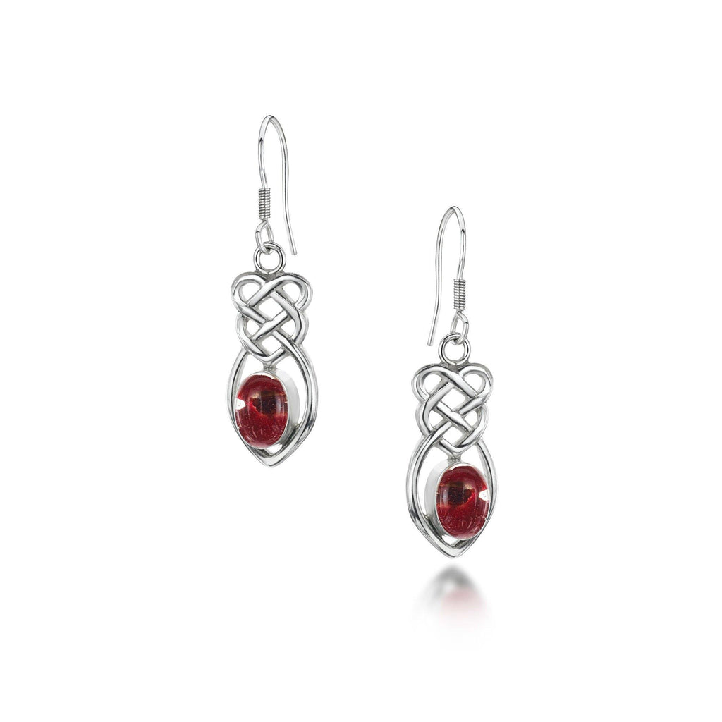 Celtic Knot Poppy Sterling Silver Drop Earrings - Handmade with Real Flowers