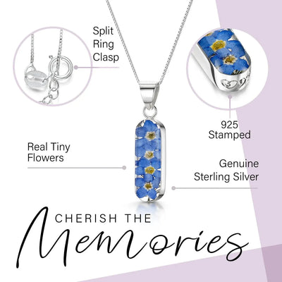 Forget me not necklace 'Leela' vertical bar pendant