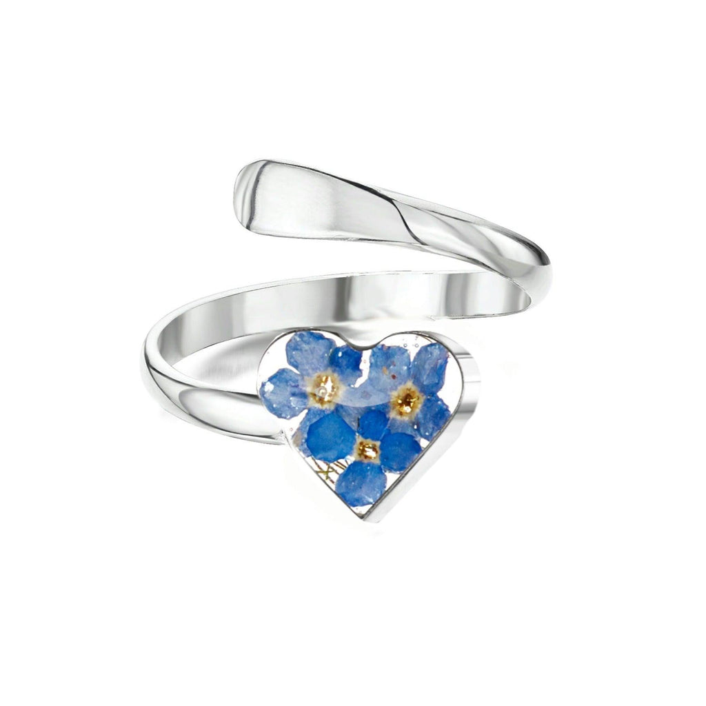 Forget-me-not ring by Shrieking Violet® Sterling silver adjustable size ring with real forget me nots. Ideal gift for mothers day, mums birthday