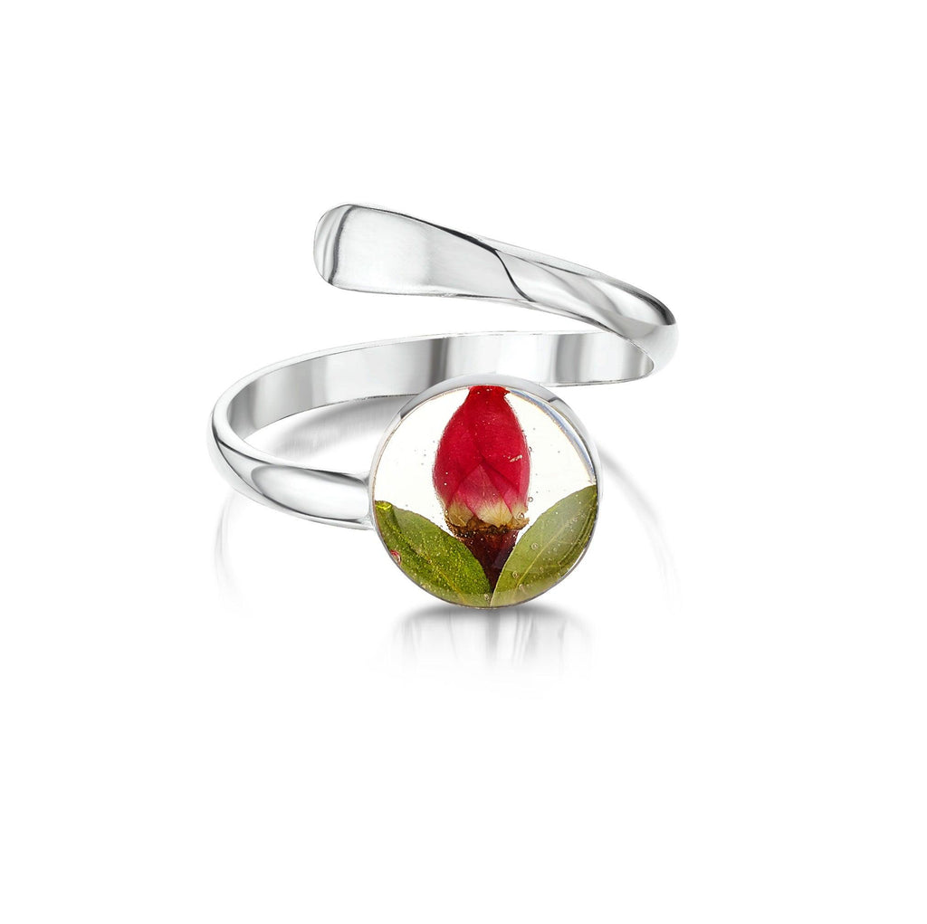 Rose ring by Shrieking Violet® Sterling silver adjustable ring with a real miniature rose bud. Valentine's day jewellery gift
