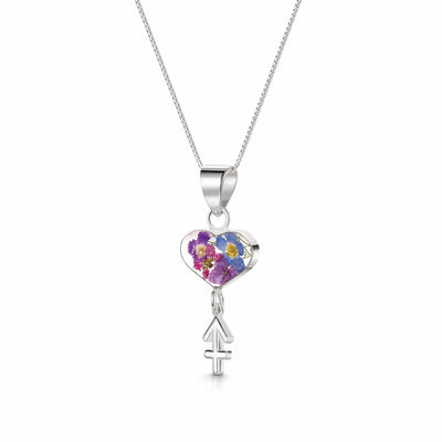 Sagittarius Necklace - Sterling silver pendant with real flowers & a zodiac charm. More Options...