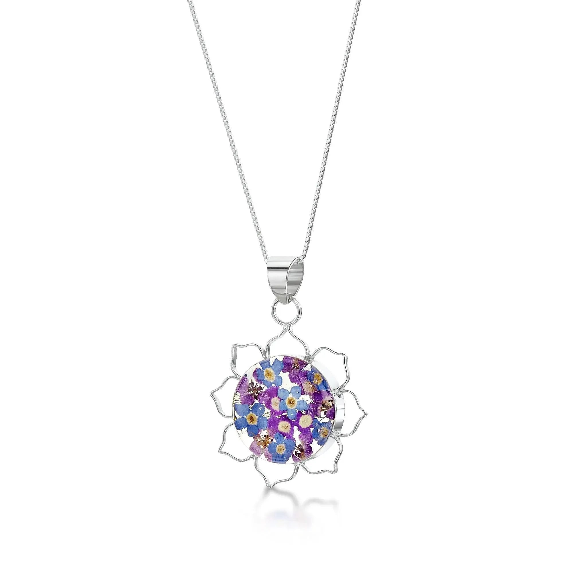 Silver Pendant - Purple Haze - Lotus Flower