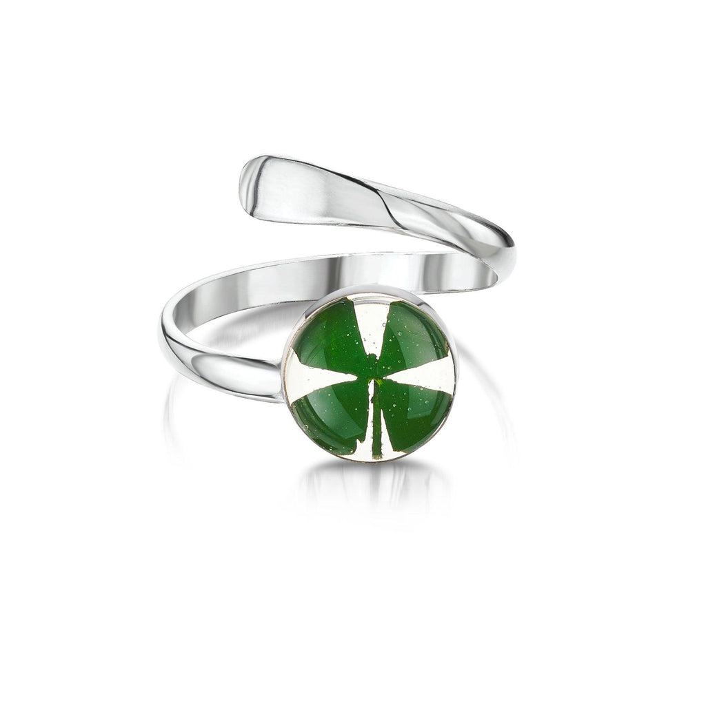 Silver Ring (Adjustable) - Four leaf clover - Round