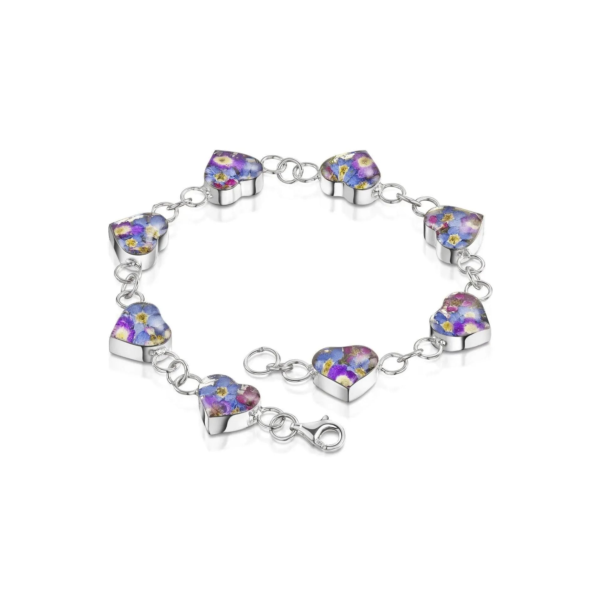 Bracciale Shrieking Violet® Con Lapislazzuli E Cuore In Argento Con Fiori Veri - Blu Scuro, Taglia Unica Regolabile - 2